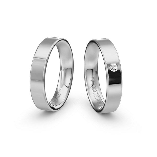 Romantiske Siersbøl vielsesringe i 14 karat hvidguld med 0,03 ct diamant